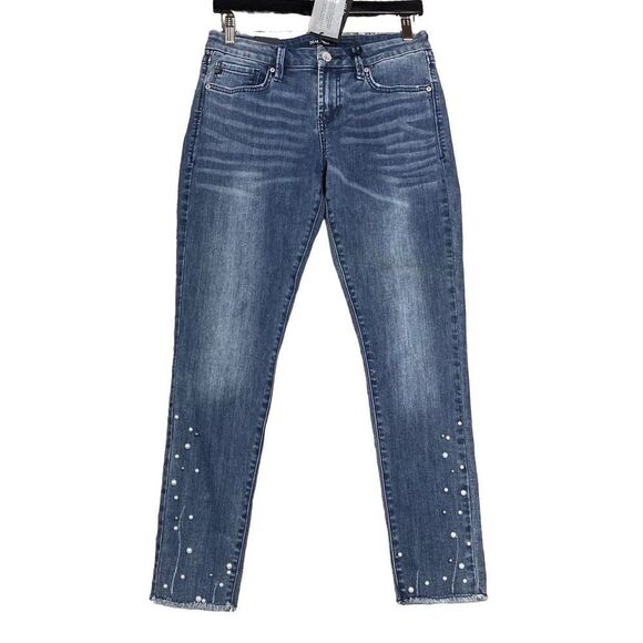 Dear John Skinny Crop Pearl Detail Jeans Size 28 NEW - Picture 1 of 8